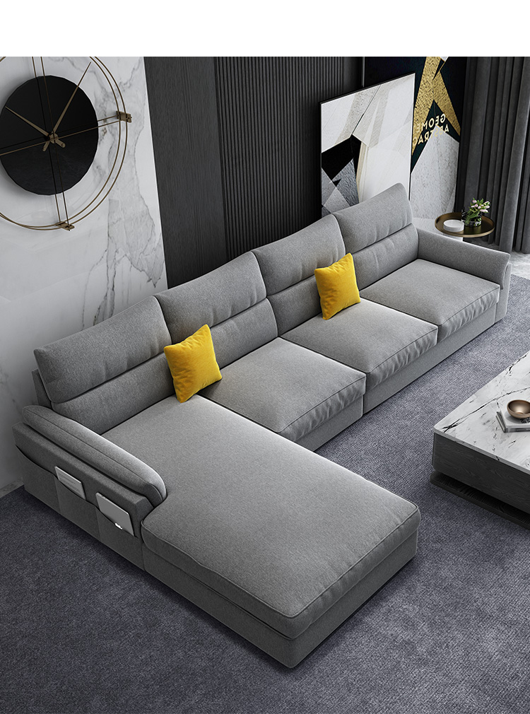 闪电客布艺沙发客厅小户型沙发北欧简约现代双人组合套装家具科技布
