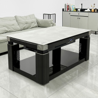 一均25款电暖炉AF80水晶皮纹140*80CM钢玻语音磁炉升降平移凉风功能烤火桌家用电烤桌电炉桌长方形餐桌多功能取暖