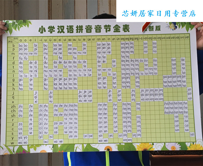 觅萌 拼音字母表汉语拼音音节全表小学生一年级声母韵母拼读全表挂