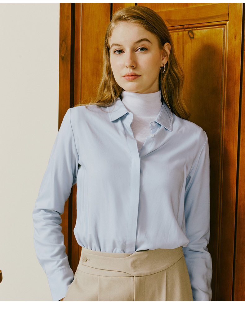 hush puppies暇步士女装衬衣2021秋新纯棉休闲长袖衬衫|ha-21743d