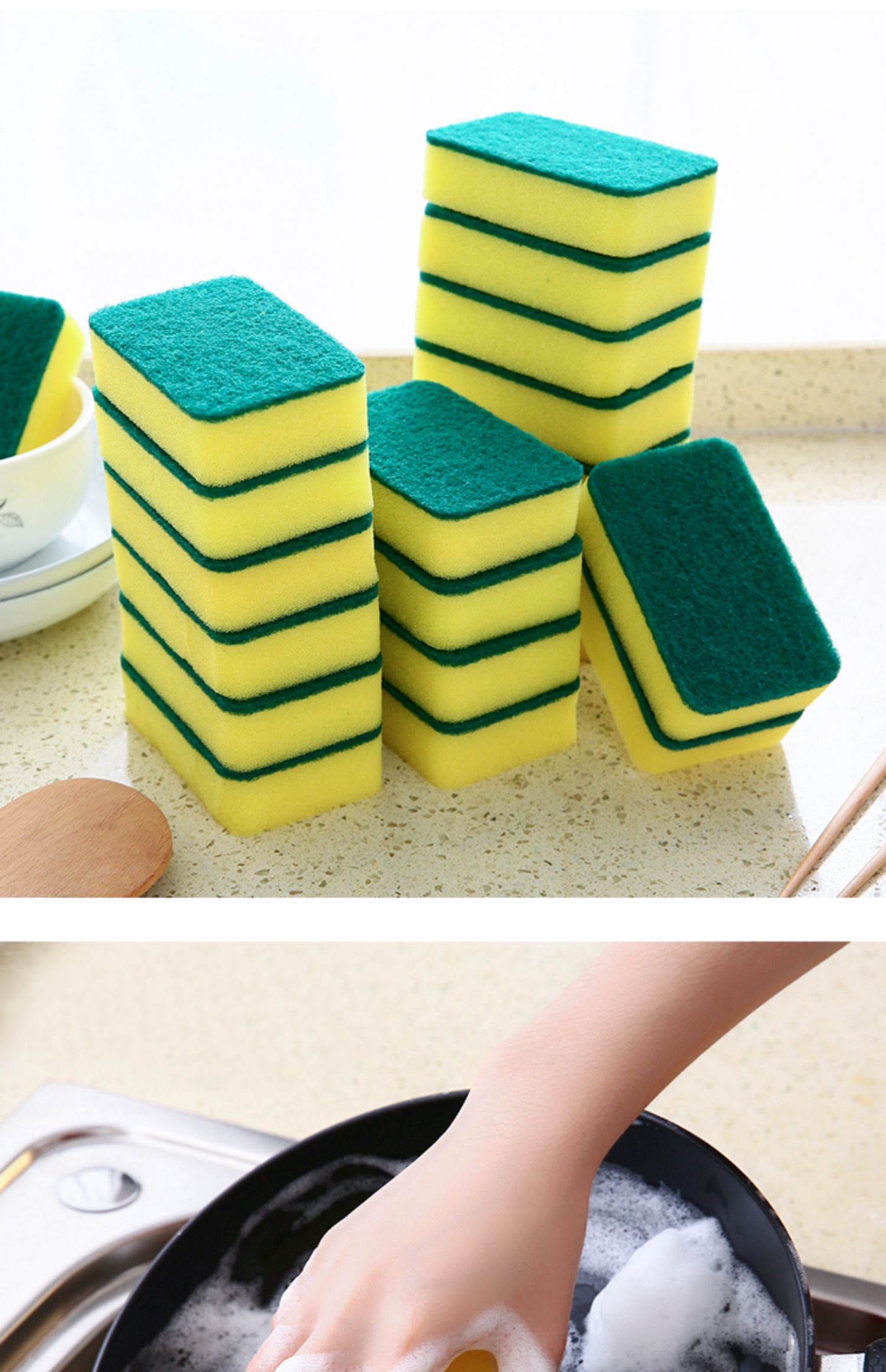 20片装纳米海绵擦洗碗海绵百洁布清洁洗锅厨房洗碗布刷碗神器20片装