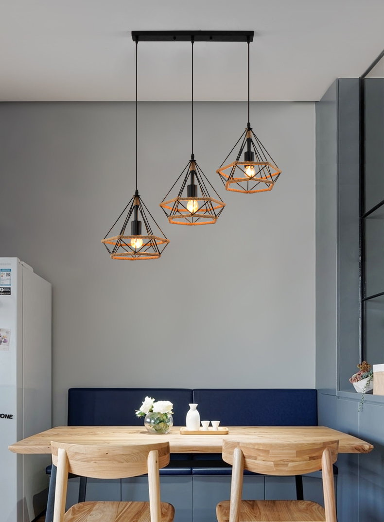 餐厅镂空吊灯三头创意个性餐桌灯现代简约北欧小吊灯工业风吧台过道灯