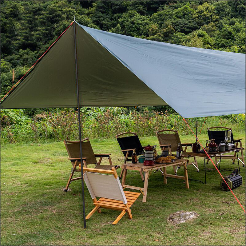 《军绿色【3米x3米】 天幕布 2根帐杆 防风绳 地丁 简易超大天幕帐篷