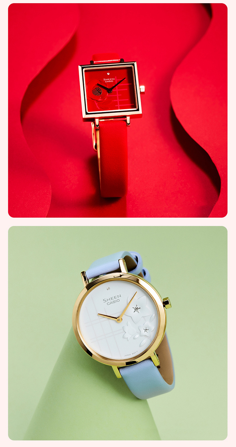 卡西欧casio女表人造蓝宝石镜面sheen系卡西欧手表女款小众夏季超薄