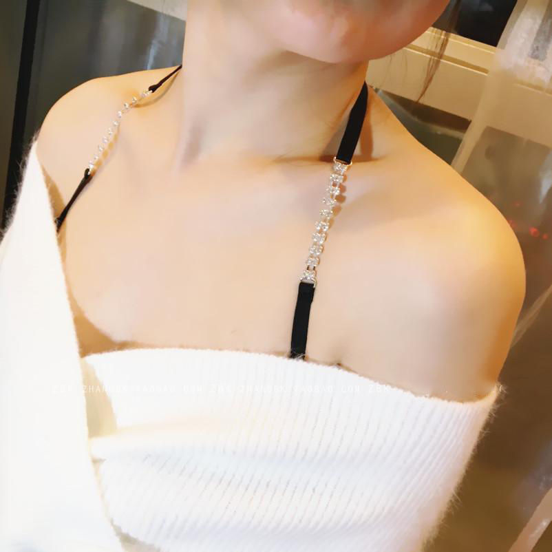 内衣带水钻挂脖性感露肩礼服肩带文胸带子配件一字肩可外漏隐形挂脖