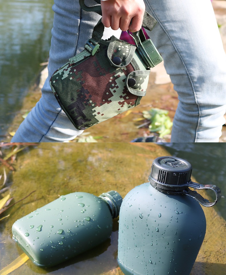 07军用水壶便携10式行军水壶户外部队解放配发迷彩军训用水壶