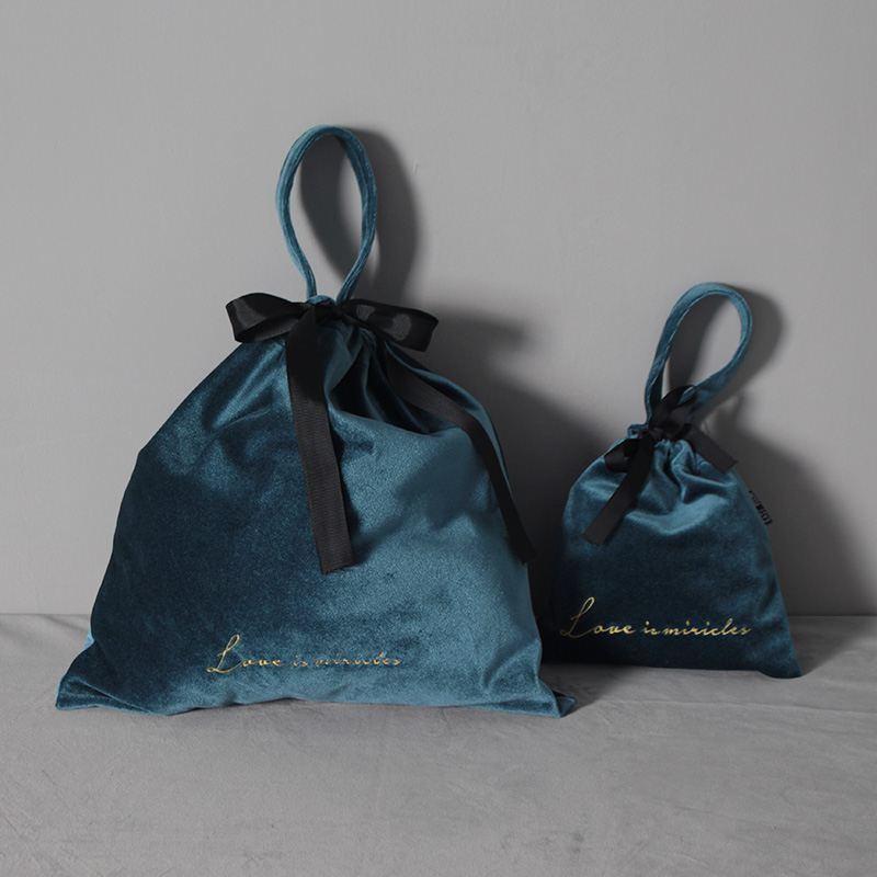 口红化妆品束口抽绳收纳袋丝绒小布袋天鹅绒刺绣绒布袋子首饰袋韩