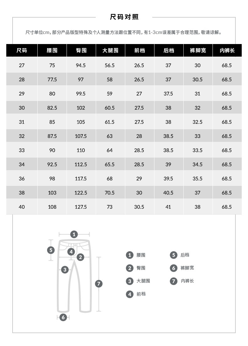 李宁男裤尺码表图片