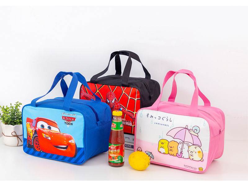 小学生保温袋子可爱饭盒袋大号大容量卡通手提便当包儿童餐盒饭袋蓝色