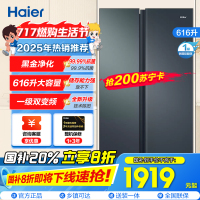 海尔(Haier)616升对开门超薄嵌入冰箱 鲸式储量 黑金净化 双变频一级能效 BCD-616WGHSSEDC9