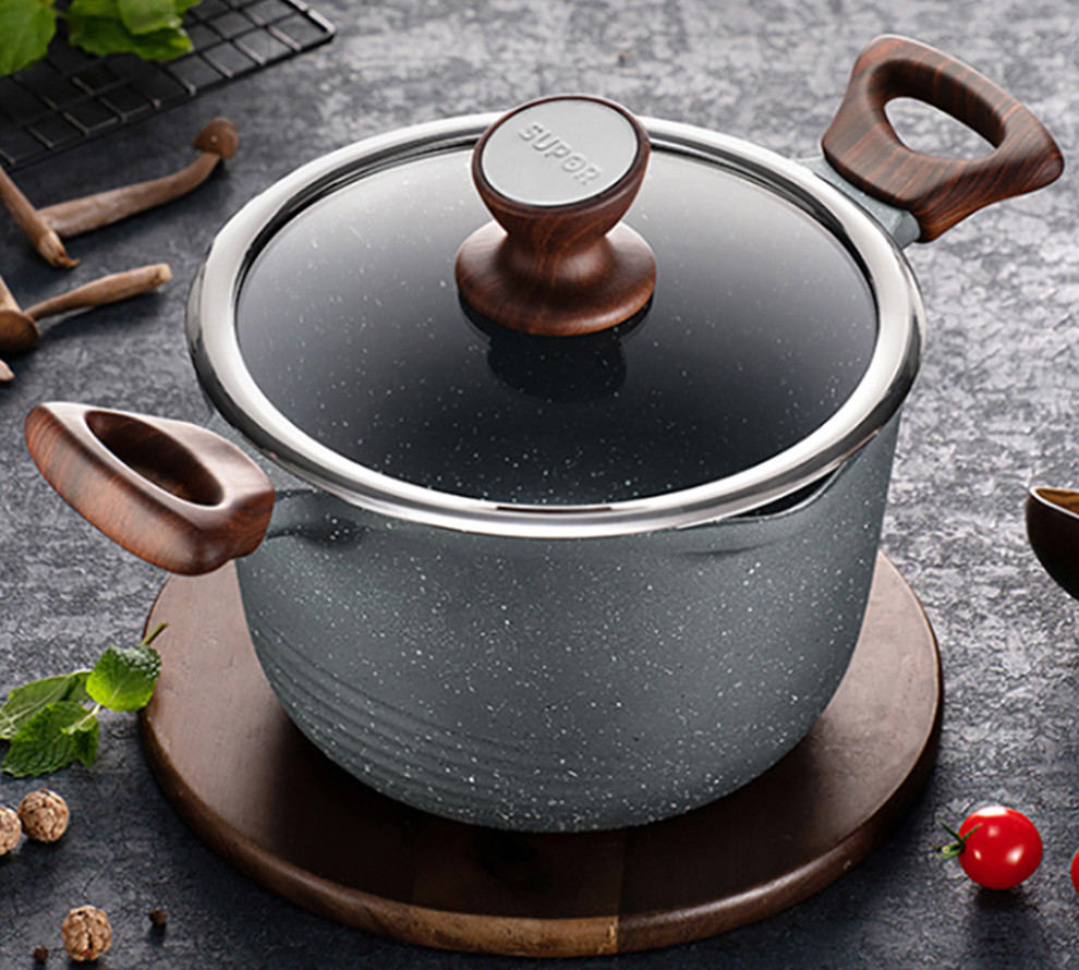 苏泊尔(supor)汤锅不粘锅20cm复底炖煮锅火锅星星石煮面锅油炸锅电磁