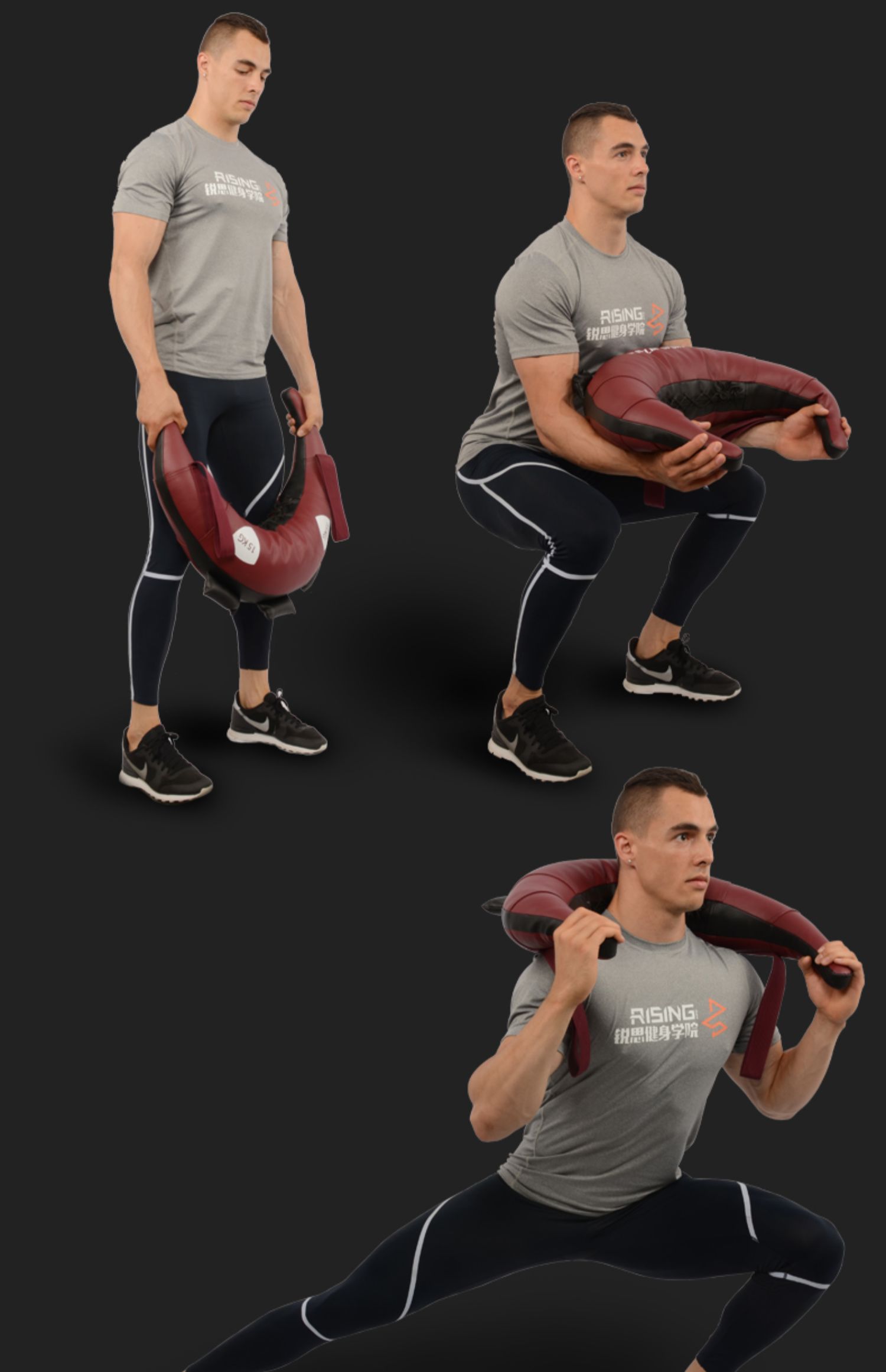 真智力1 真智力保加利亚包牛角包健身深蹲负重训练袋举重增肌沙袋力量