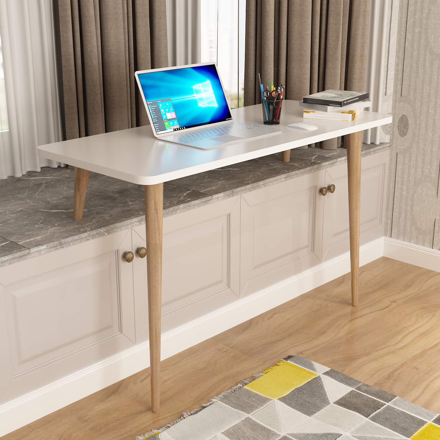 北欧飘窗桌子小户型电脑桌卧室阳台书桌长短腿延伸桌简约现代新定制