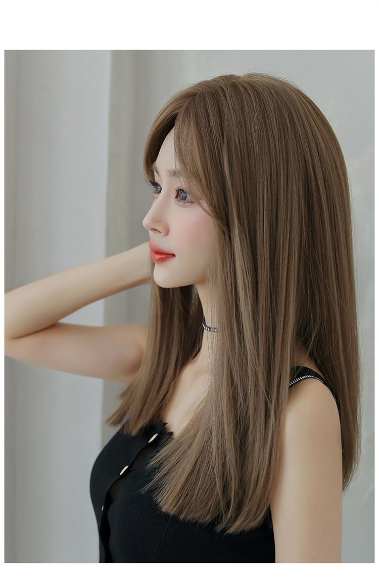 韩版时尚中分刘海假发女长发自然修颜锁骨直发假发头套