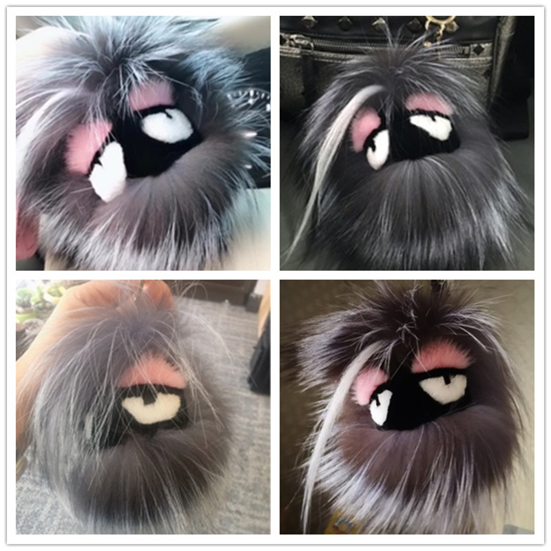 2020毛银狐长毛定制款小怪兽毛球包包挂件高档皮草毛绒饰品挂饰新款