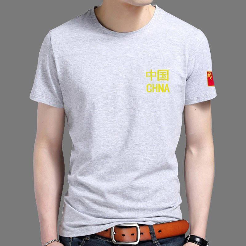 工厂价中国男士夏季军训紧身短袖t恤衣服体恤军迷男迷彩半_中国绿