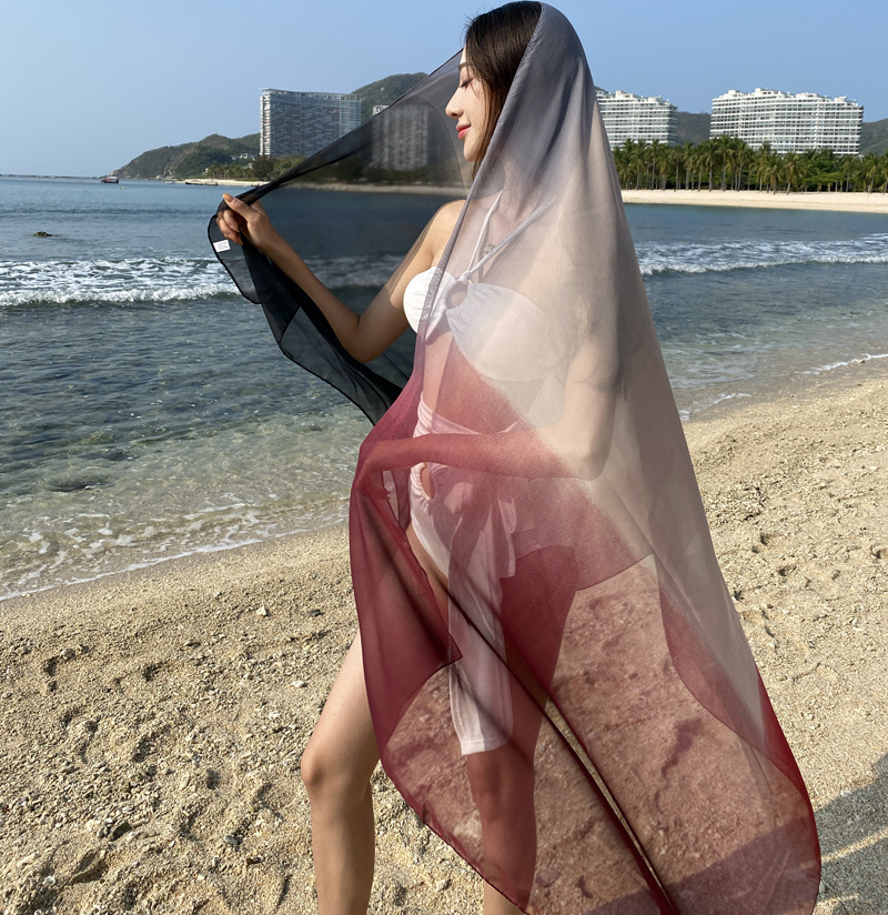 new lake丝巾女百搭纱巾披肩外搭春秋薄款沙滩巾海边2021年新款防晒