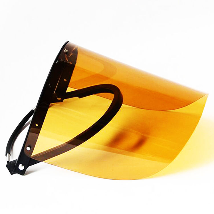 3mm加厚茶色有机玻璃面罩隔热面屏电焊面罩配安全帽支架式面屏3mm茶色