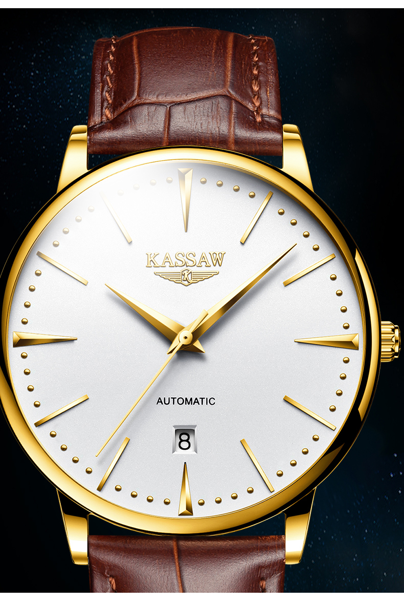 卡梭kassaw手表男士国产品牌自动机械表防水超薄务金表商务时尚男表k