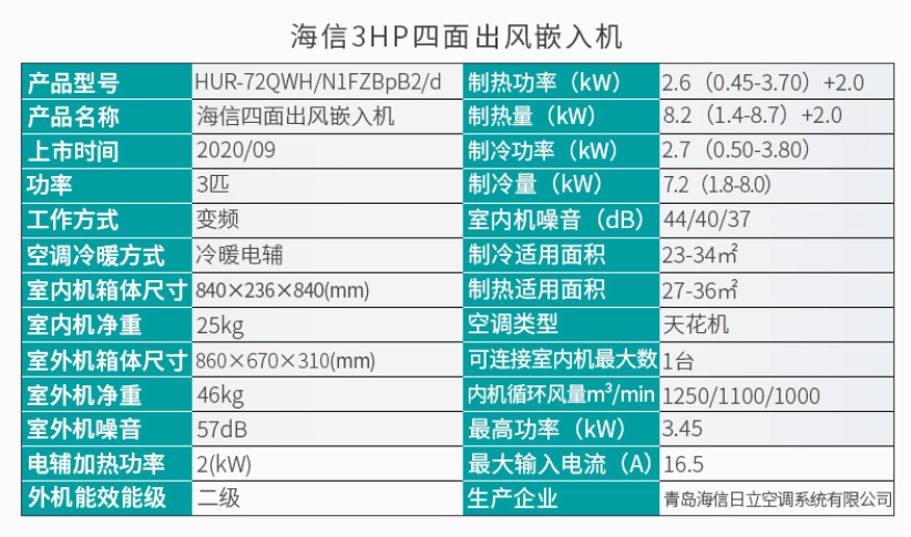 海信hisense商用空调嵌入机hur72qwhn1fzbpb2d