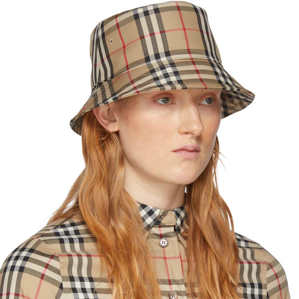 burberry巴宝莉男女同款经典vintage格纹渔夫帽帽子古典黄色8026927
