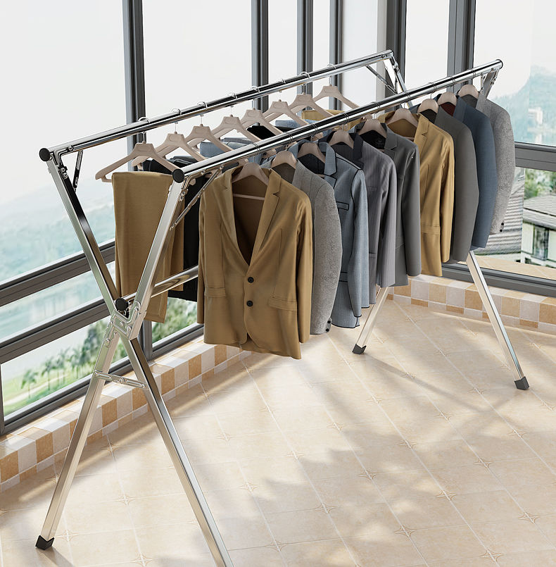 津弗伸缩晾衣架1595587537 不锈钢晾衣架落地折叠伸缩晾衣杆室内外