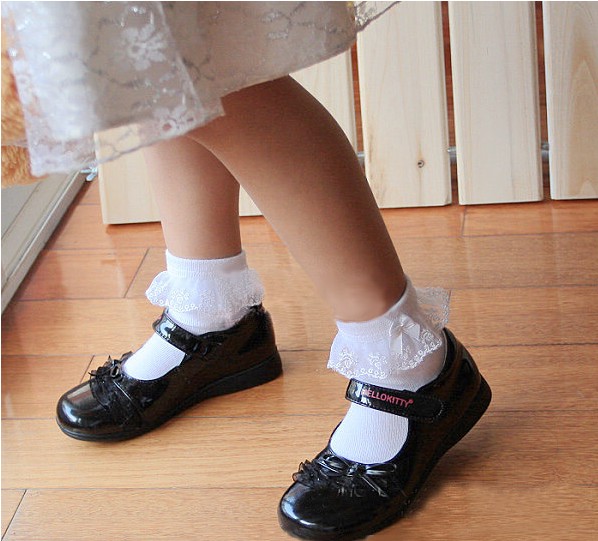 《女童花边袜子白色纯棉儿童蕾丝公主袜学生白袜春夏拉丁舞短袜薄款 4