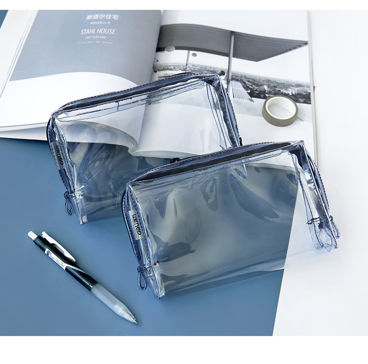 喻娄简约大容量男女学生用防水透明笔袋考试文具袋中考高考铅笔收纳盒