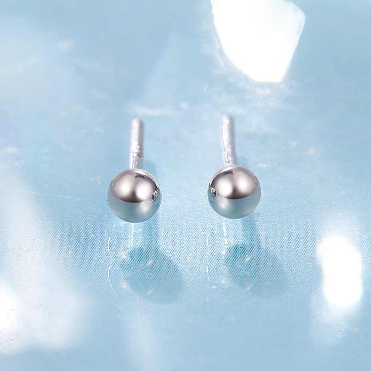 喜钻s925素银光珠耳钉e12005