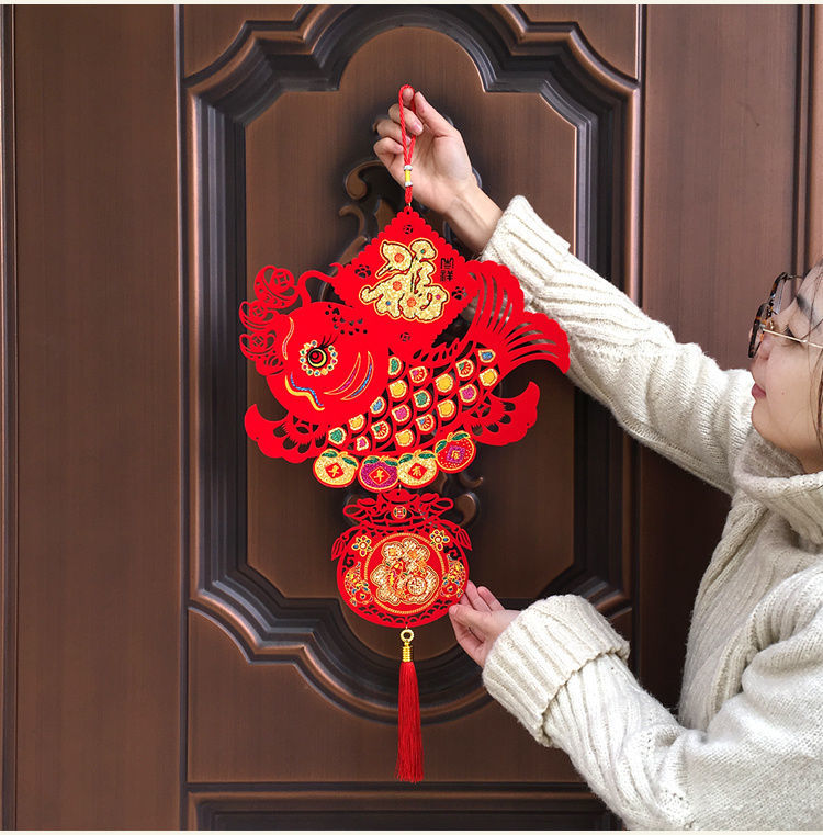 挂福贴在门上挂的福字中国结挂件家用新年春节家里墙上客厅装饰品富贵