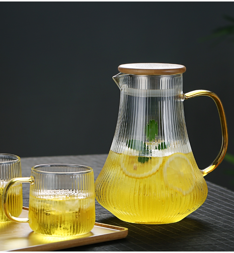 冷水壶玻璃水壶古达家用耐高温开水杯大容量凉茶壶套装加厚凉水壶扎壶