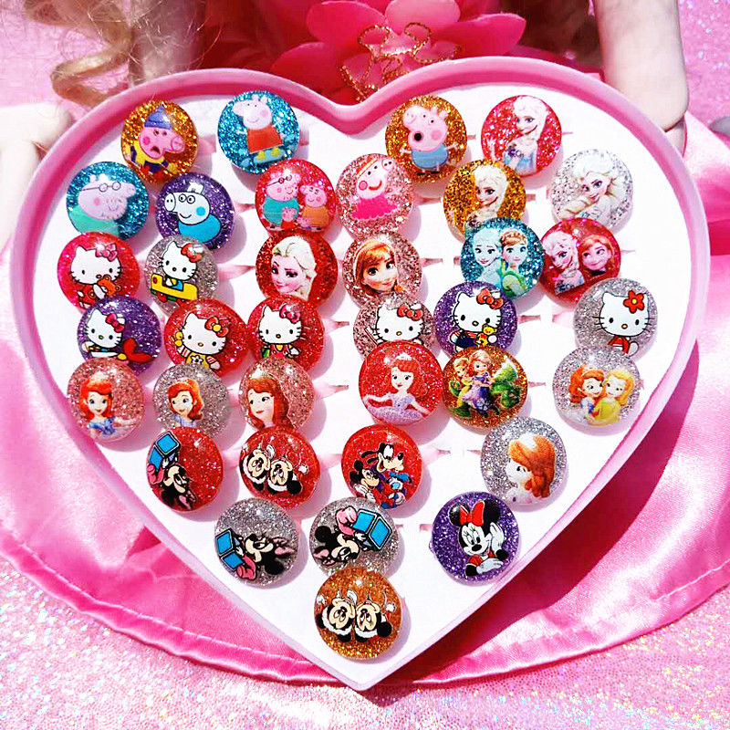 冰雪奇缘2儿童戒指女公主爱莎可爱小马苏菲亚kitty宝莉的戒指钻石金沙