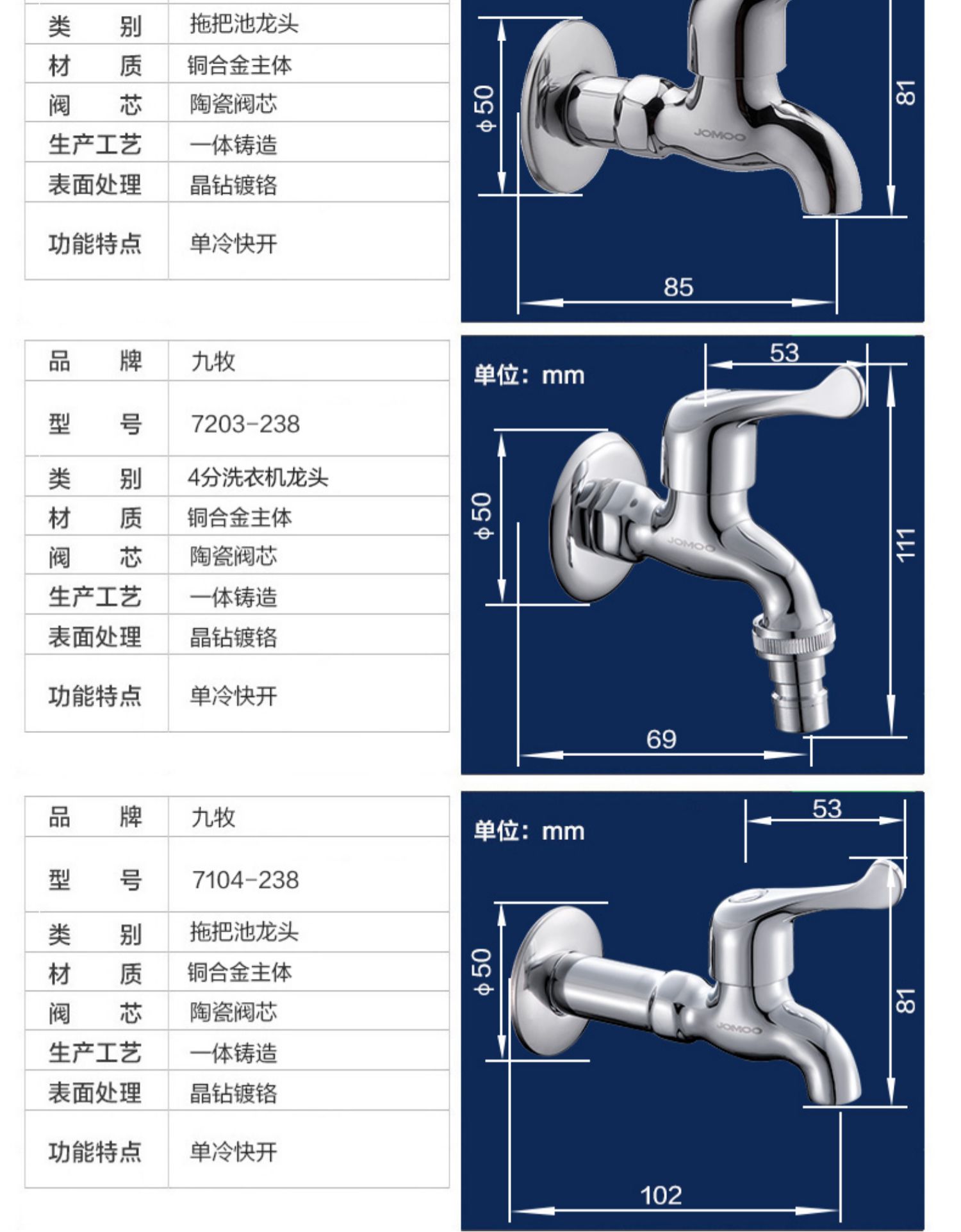 九牧水龙头阀芯规格图片