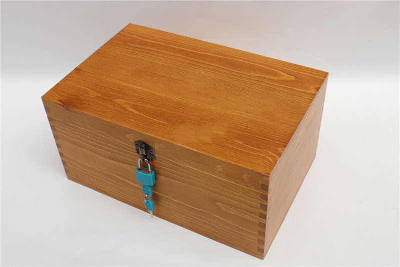 复古带锁木箱欧式翻盖纯实木木箱百宝箱保险箱子化妆品杂物收纳箱