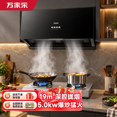 万家乐 烟灶厨电套餐装 19m³大吸力油烟机 深腔拢烟 机械按键 台式液化气灶具02-AZ1+ITB91(Y)