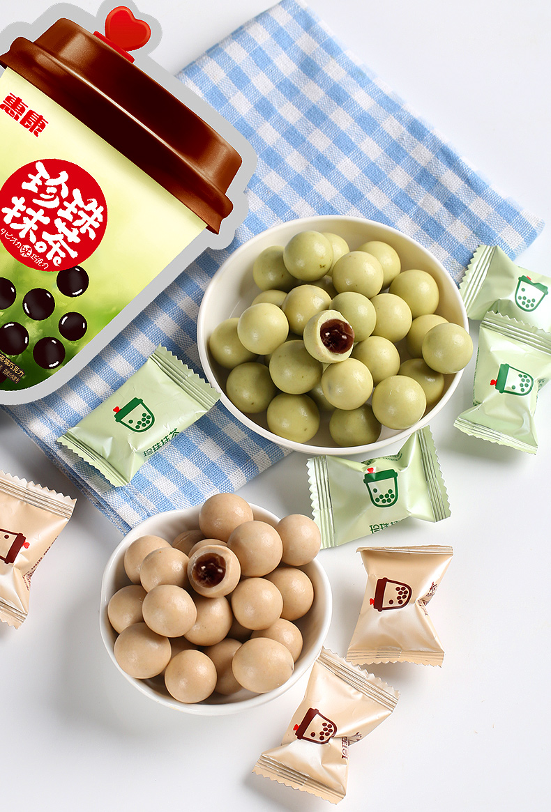 惠康珍珠奶茶巧克力糖果奶茶糖夹心软糖网红小零食小吃散装礼盒装