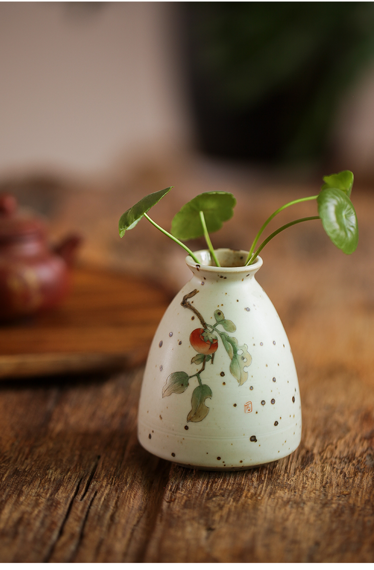 兆族 水培创意陶瓷纯手工手绘日式插花花器中式花卉桌面陶艺花瓶 红