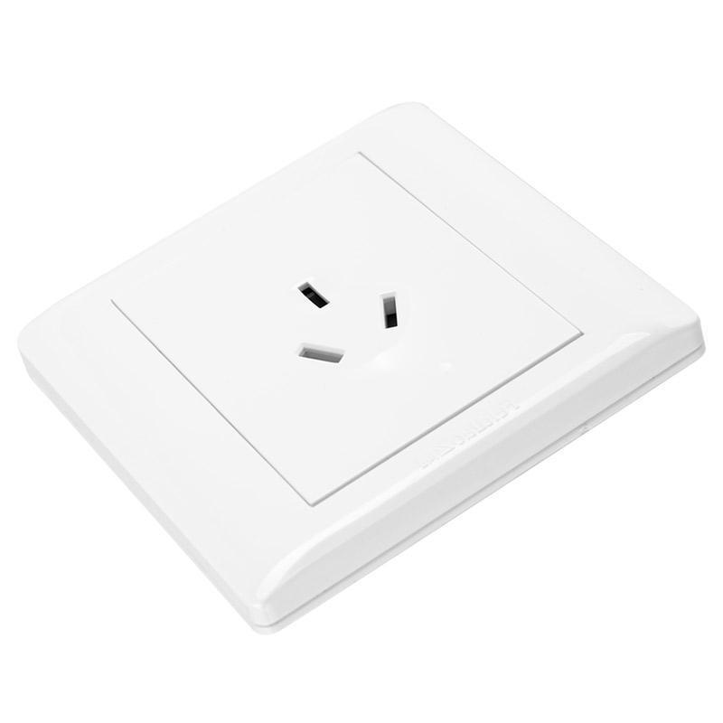 飞雕86型暗装3孔10a插座三孔小三眼插座3插面板家用墙壁开关插座默认