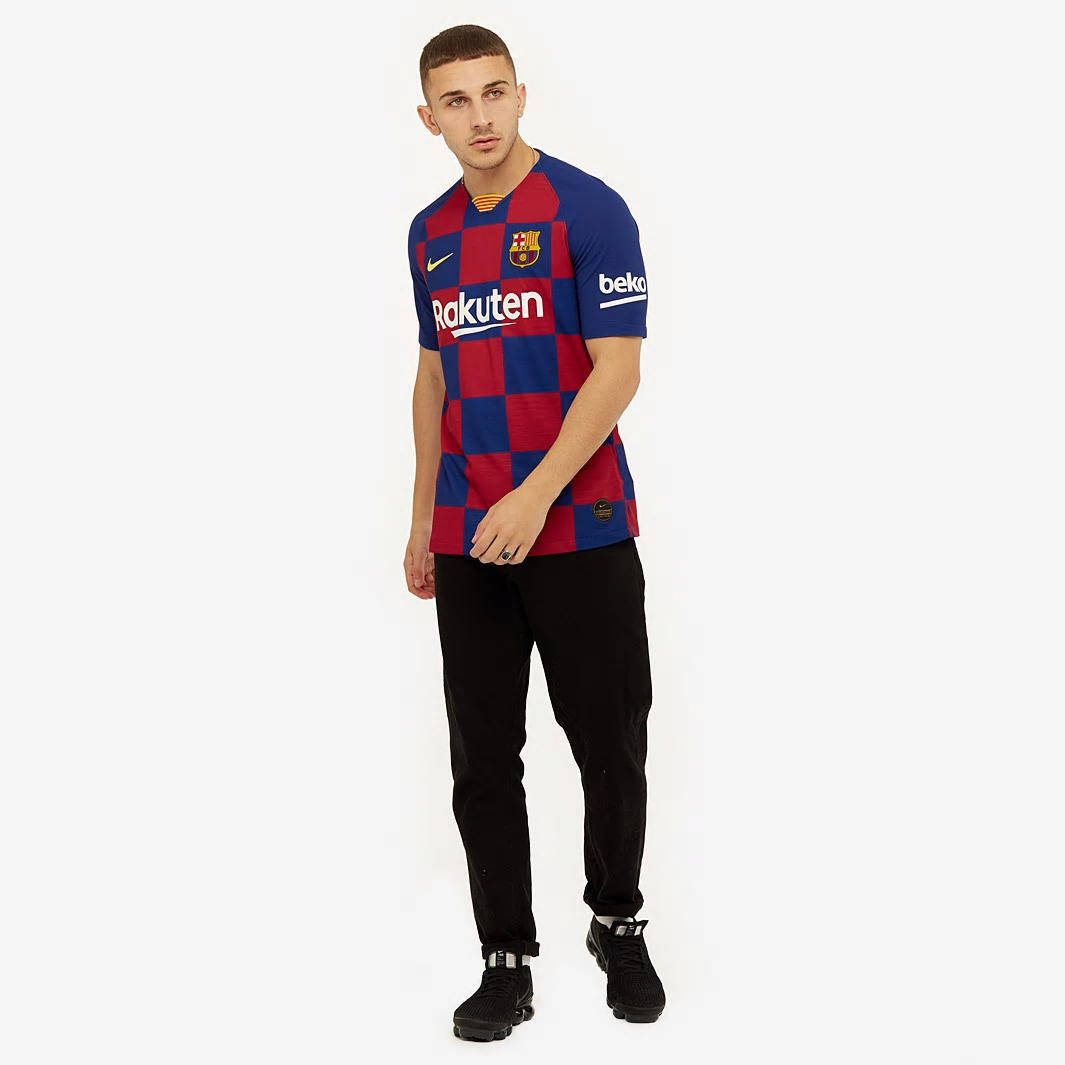 耐克巴塞罗那1920赛季主场足球队服球迷版巴萨梅西短袖球衣aj5532456