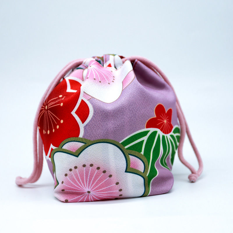 和服手袋日本和风小包手拎包布艺樱花包零钱杂物包酒红小樱花均码
