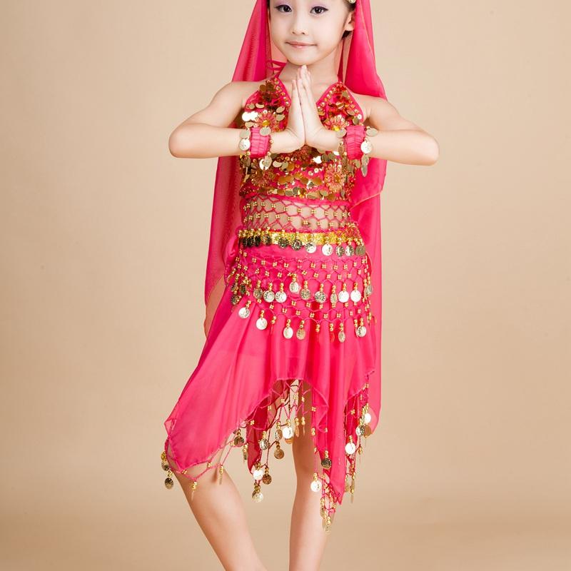 印度舞蹈服装女儿童肚皮舞服装少儿印度舞短裙纺幼儿园演出服二件套
