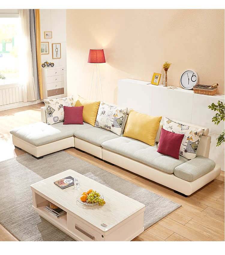 全友家居简约现代客厅沙发可拆洗皮质布艺沙发中小户型13转角位102210