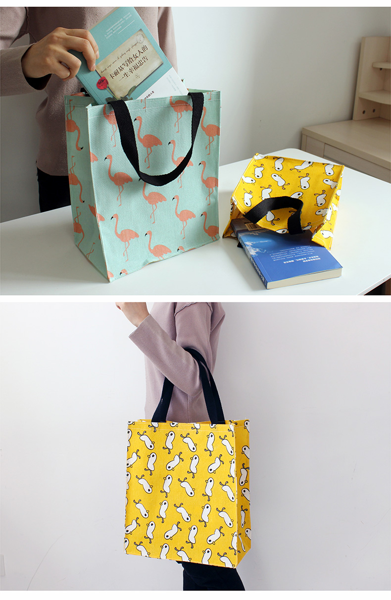 购物袋帆布帆布手提袋女便携防水购物麻布装手拎简约折叠学生书兜袋包