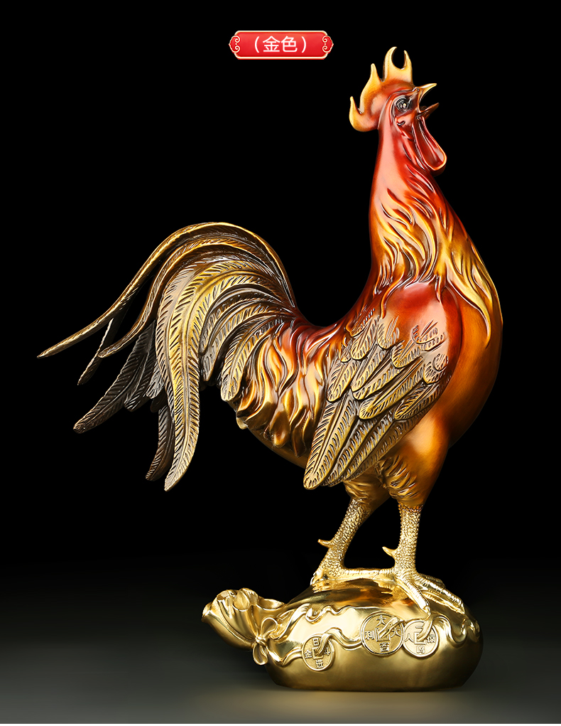 慕洛奇装饰摆件 慕洛奇《大吉大利》全铜公鸡摆件装饰工艺品店铺开业