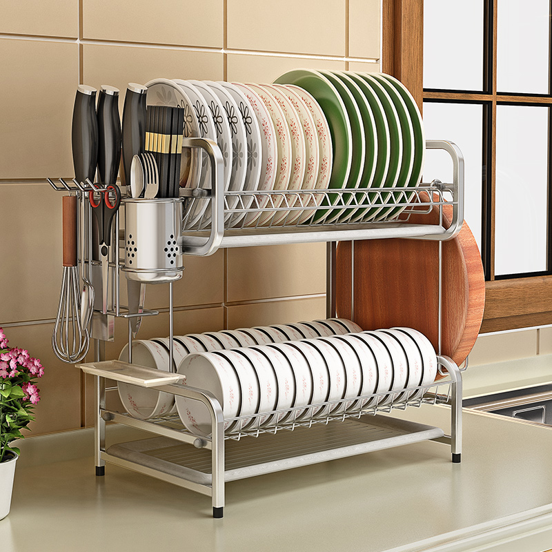 碗架沥水架304不锈钢厨房置物架晾放盘子碗碟架碗筷收纳盒沥碗架