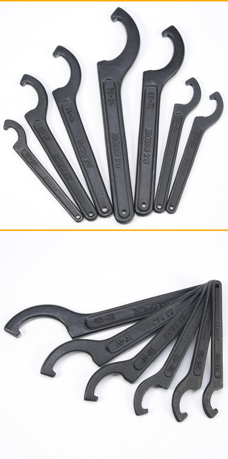 伯爵月牙扳手热处理高强度钩形园螺母扳手侧面孔钩扳手圆勾型扳手月牙