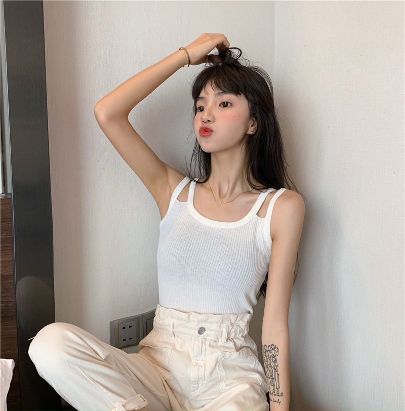 2020夏装新款泫雅风上网红修身显瘦双肩带外穿针织背心吊带女