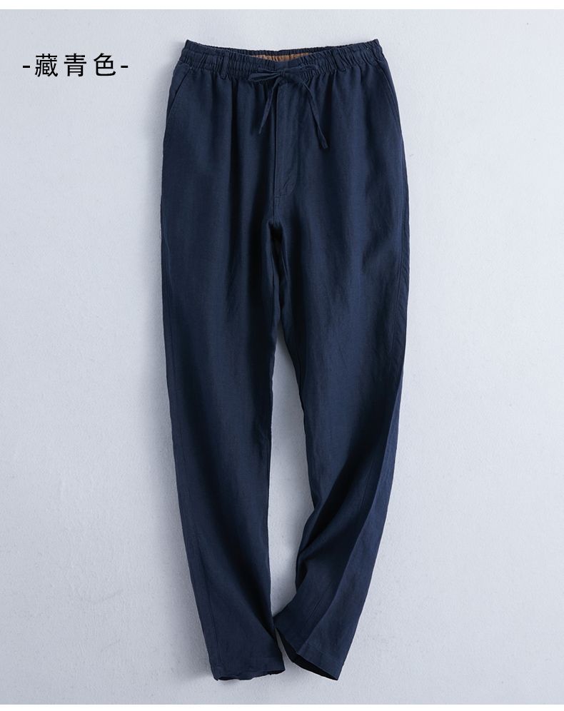 亚麻裤男宽松棉麻男士休闲裤春夏季直筒亚麻男裤夏裤麻料男长裤薄配饰