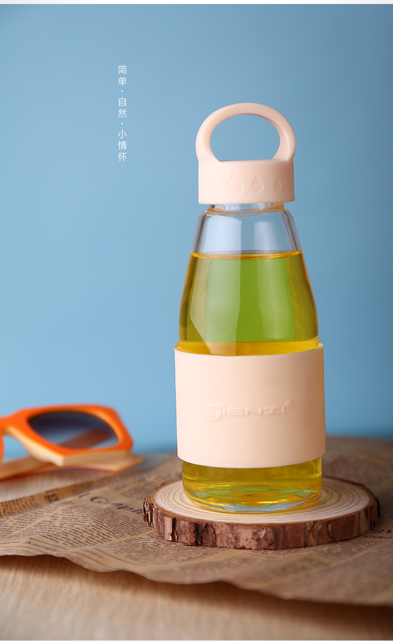 天喜水杯玻璃杯便携可爱加厚杯子耐热