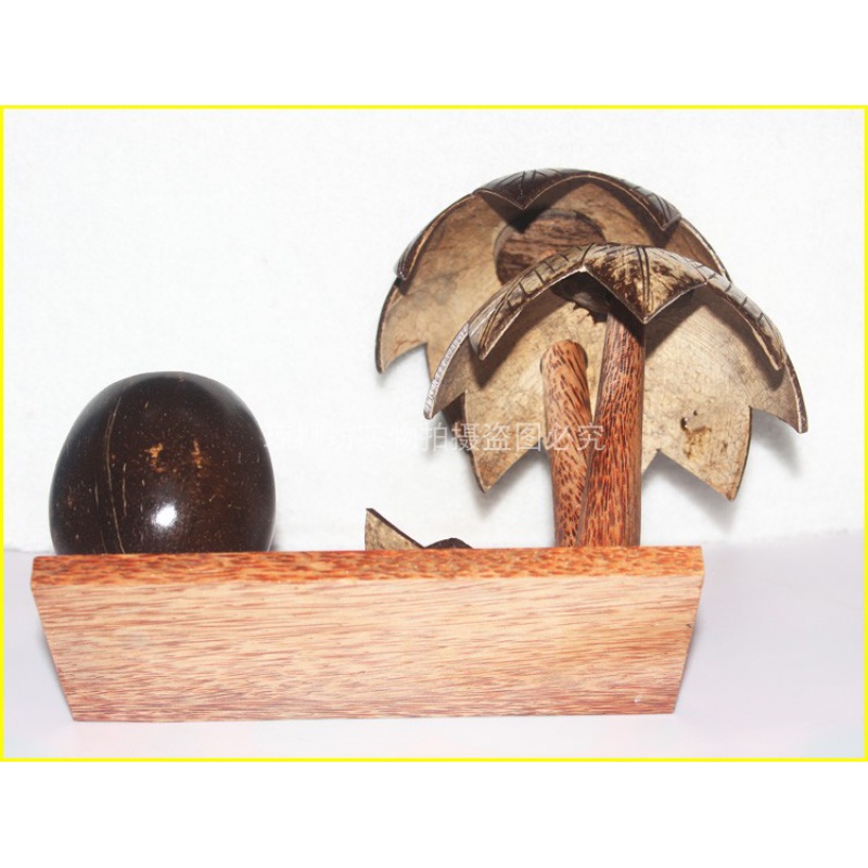 欧缔兰笔筒 海南特色椰子木椰壳笔筒帆船造形椰壳工艺品办公室家居